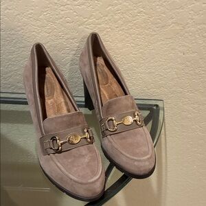 Giani Bernini Taupe memory foam heel Loafers with Gold Accents